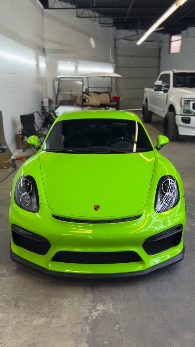 Porsche Cayman in gloss lime green