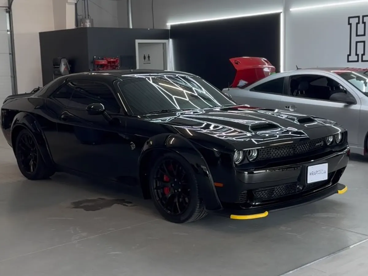 Hellcat with full body PPF and widebody flares fitted