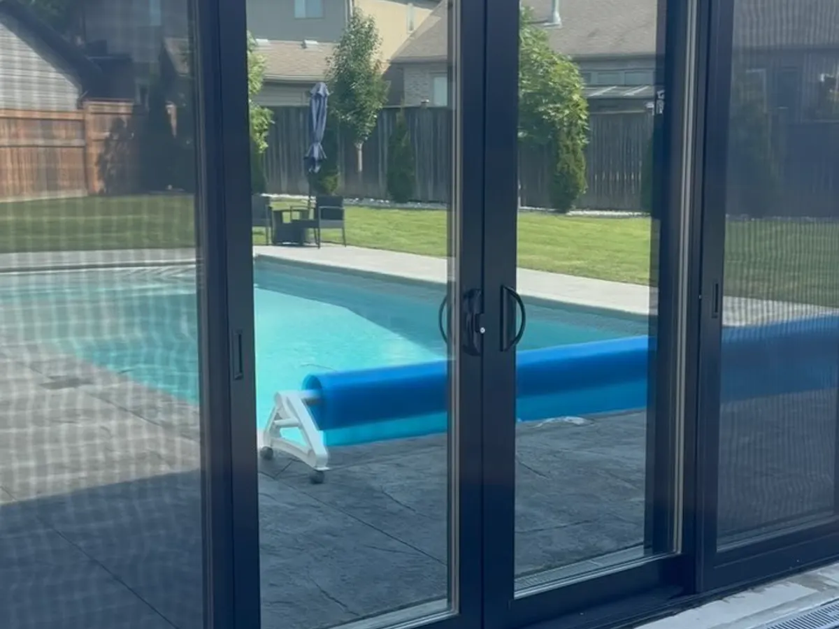 Mirror tint on a pool house for a bit of privacy
