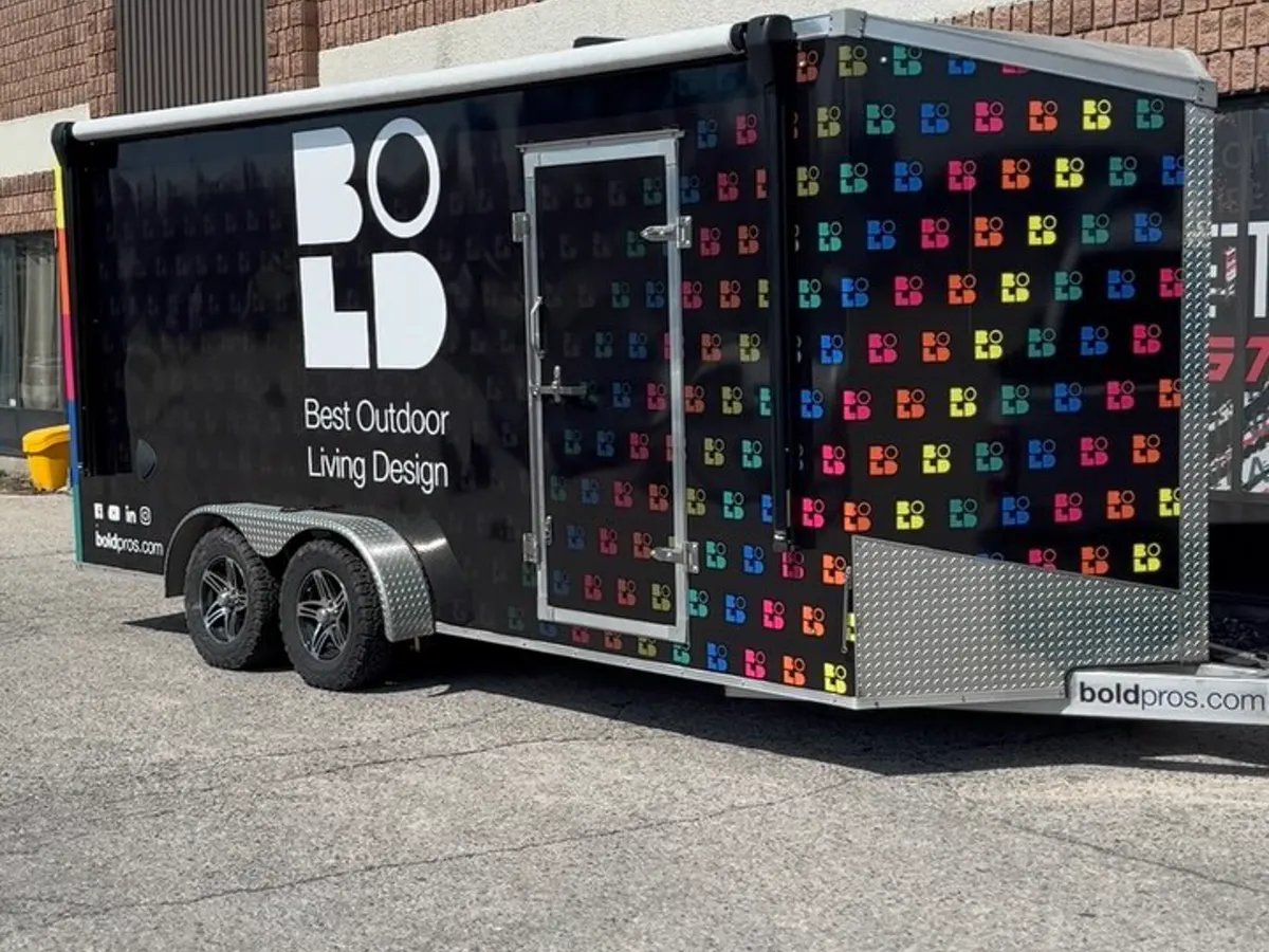 Trailer graphics for an outdoor lighting company